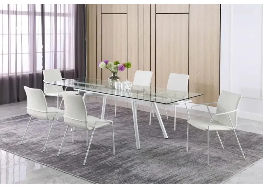 Chintaly Alicia White Contemporary White Upholstered Arm Chair-22.7
