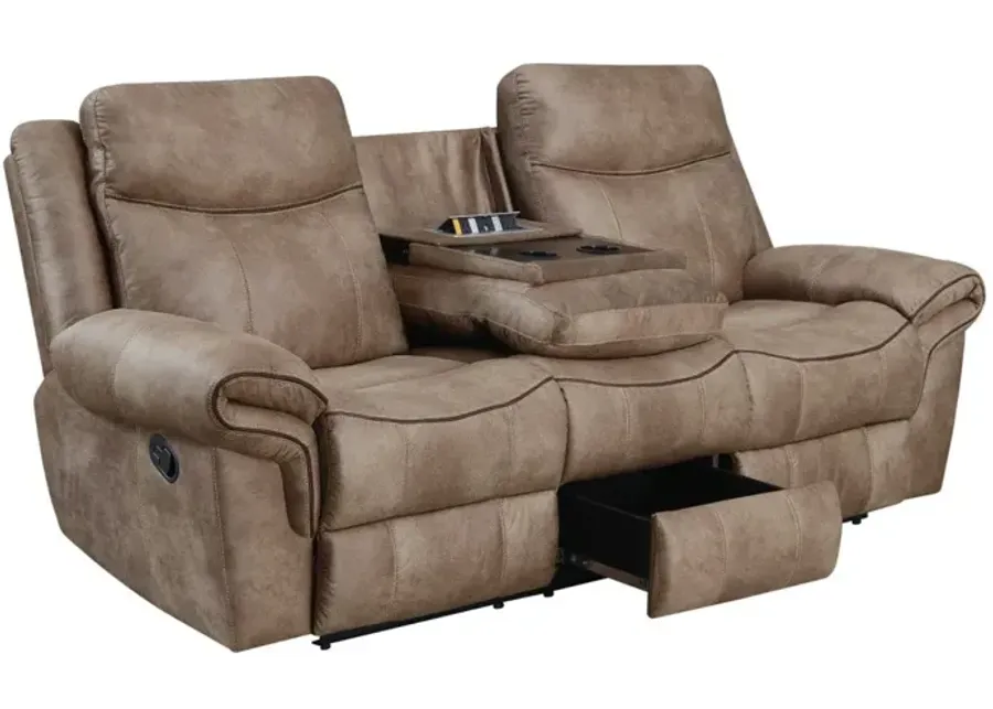 Steve Silver Nashville Manual Glider Recliner Console Loveseat In Cocoa-88