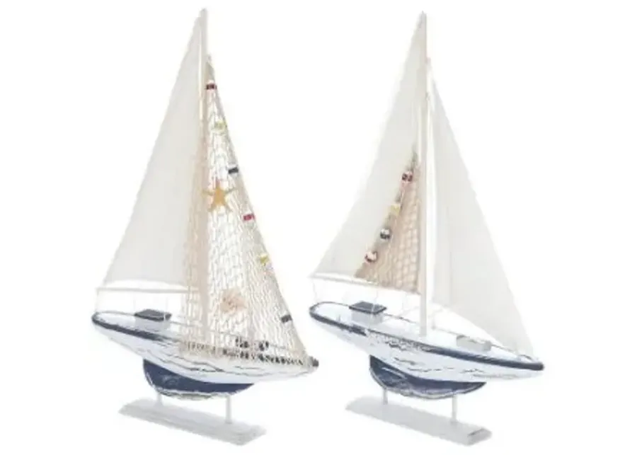 UMA Home Decor White Sail Boat Sculpture 2 Assorted 25"X17"-25