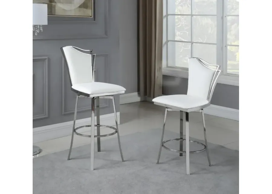 Chintaly Nadia White Contemporary Swivel Bar Stool with Design Back-17