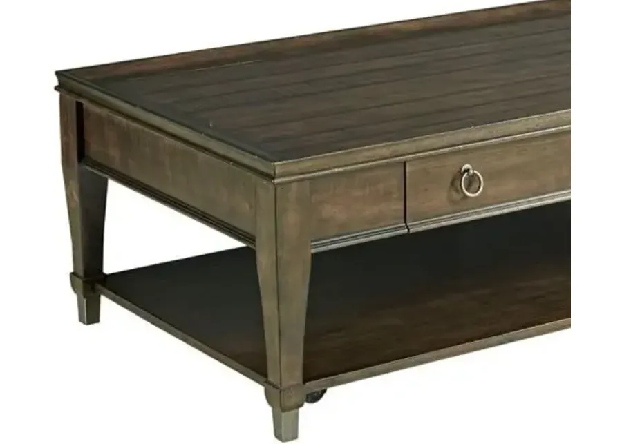 Hammary Elegant Rectangular Coffee Table with Drawers in Rustic Mahogany-30