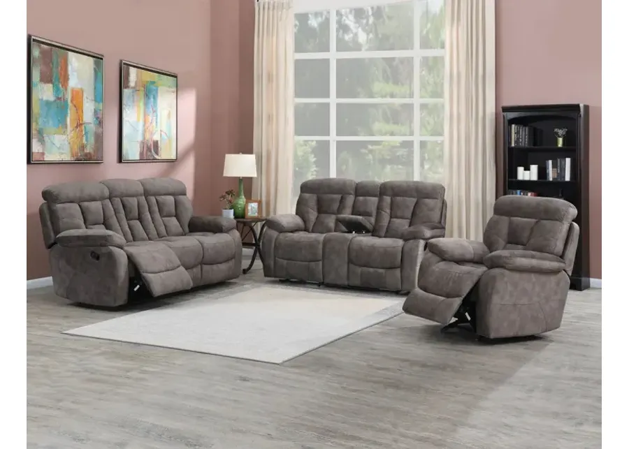 Steve Silver Bogata Manual Reclining Fabric Console Loveseat In Majestic Mushroom-78