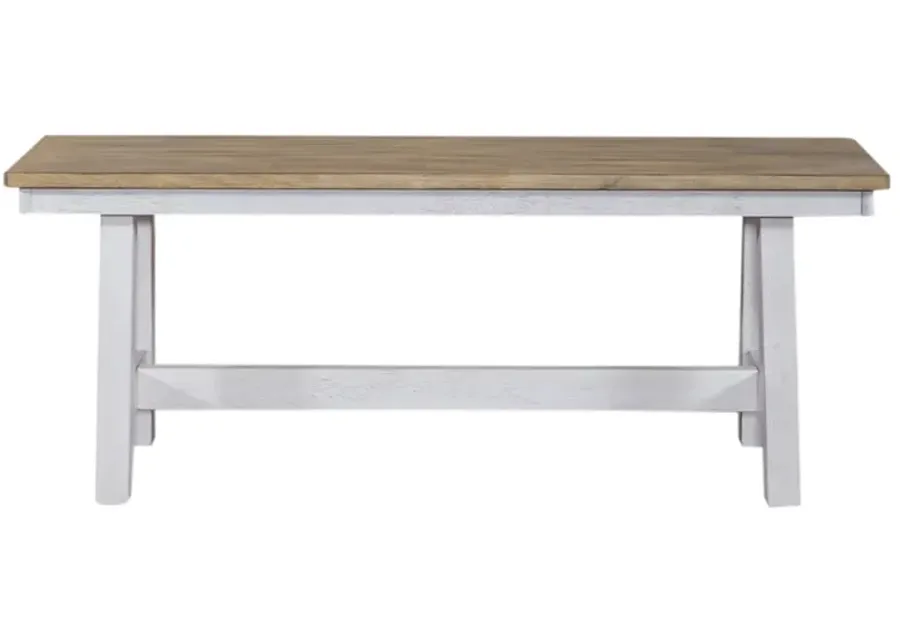 Liberty Furniture Weathered White & Sandstone Backless Bench Lindsey Farm-48