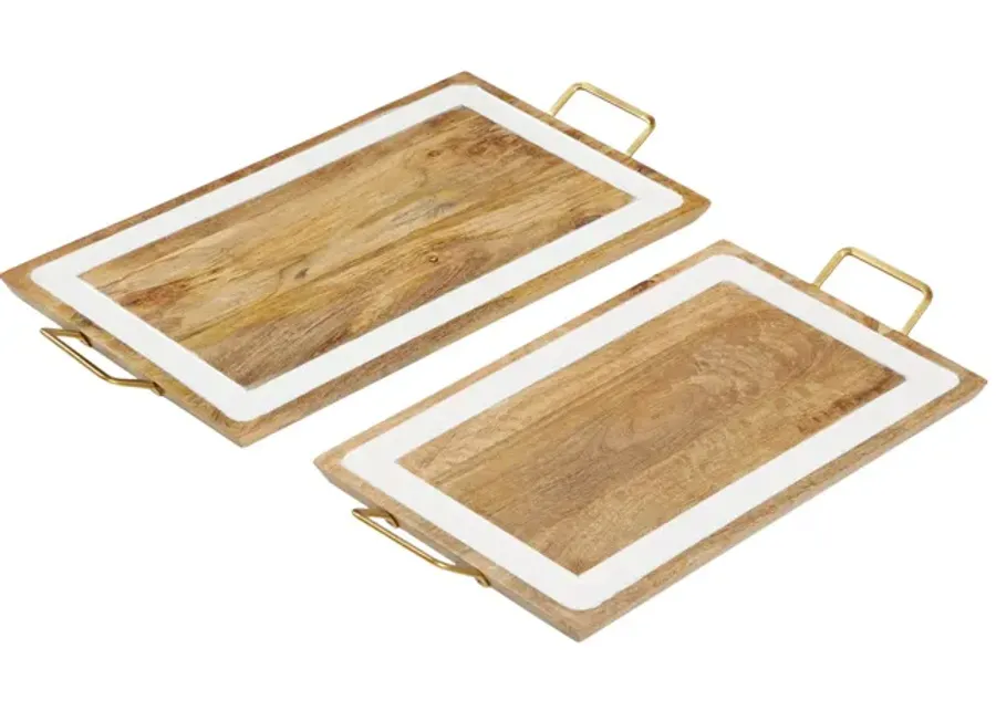 Set of Two Solid Wood Trays