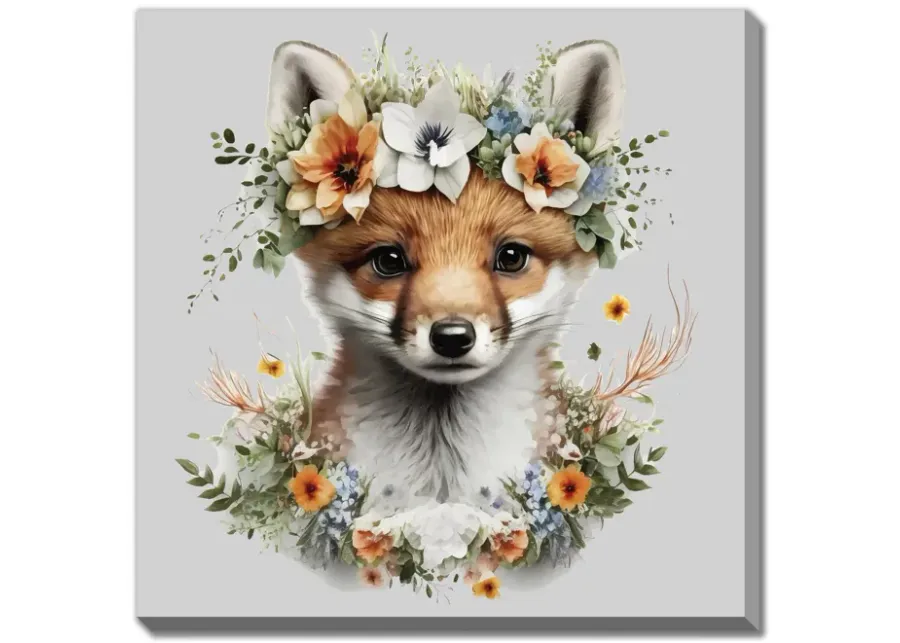 Fox In Floral Canvas Art