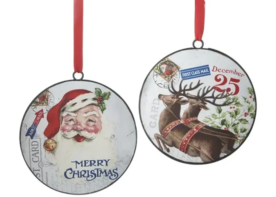 Vintage Post Stamp Disc Ornament