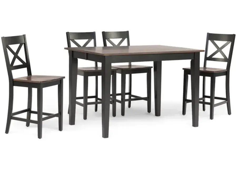 La Carte Counter Table With 4 Stools - Black