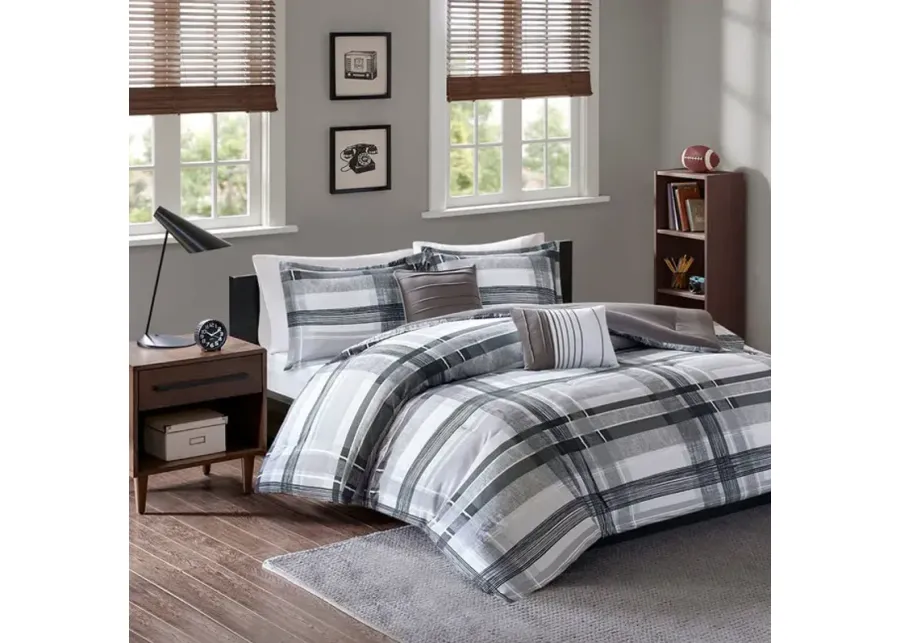 Robert Large Plaid 5 Pc Comforter