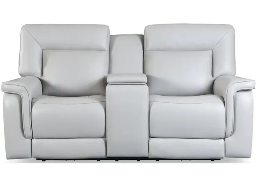 Marie Leather Power Console Loveseat