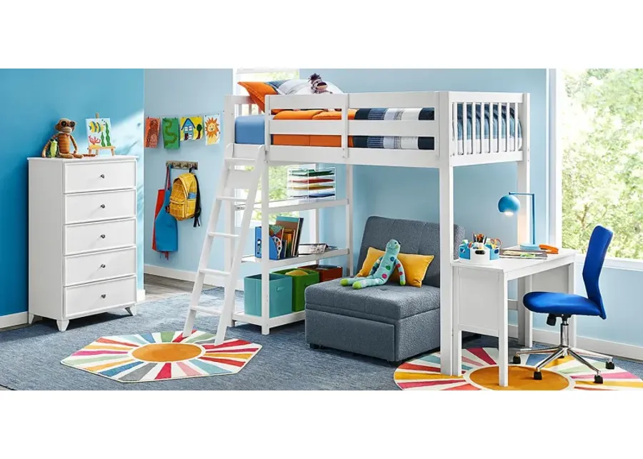 Kids Preston Place White Twin Loft Bed with Desk & Bookshelf-81