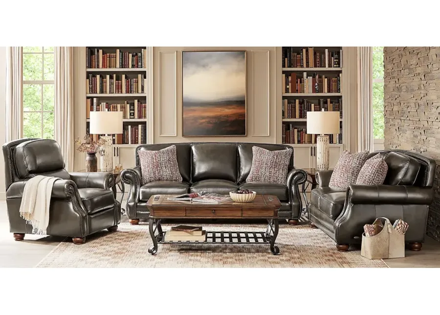 Calvano Lane Gray 8 Pc Leather Living Room