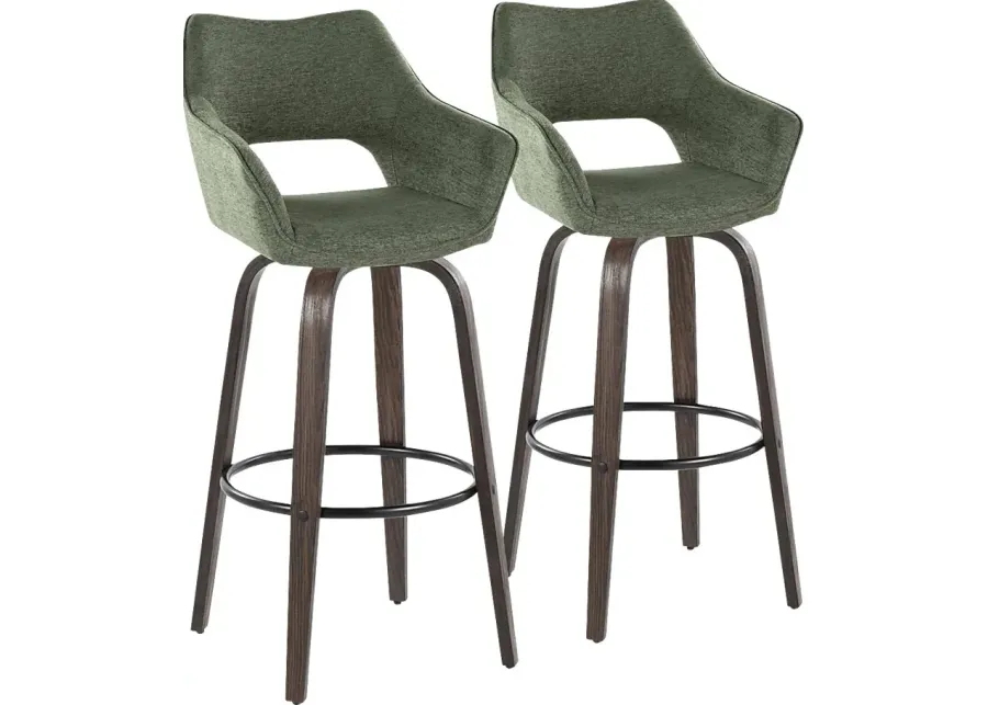 Ovur I Green Swivel Barstool, Set of 2-Green