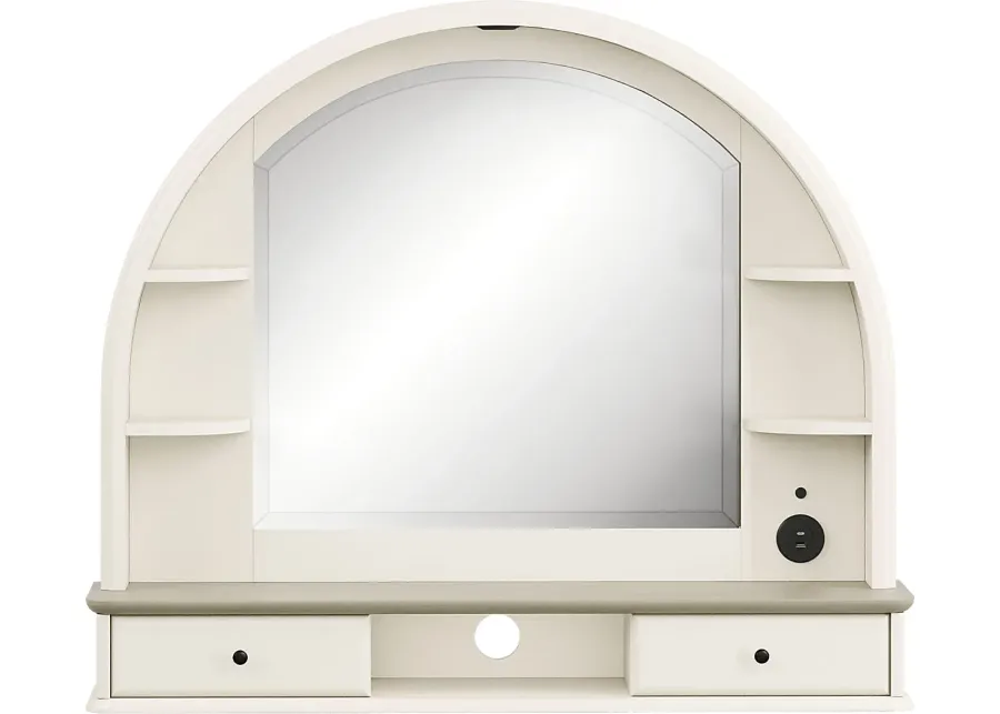 Kids Oberon Cream Arched Mirror with Hutch-42.01