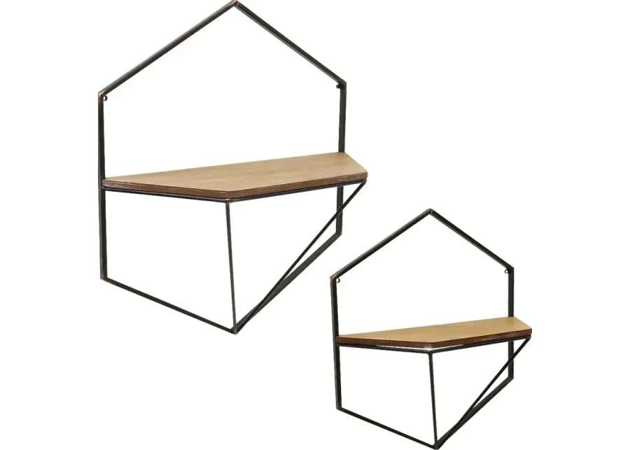 Lynndhurst Brown Wall Shelf, Set of 2-Brown