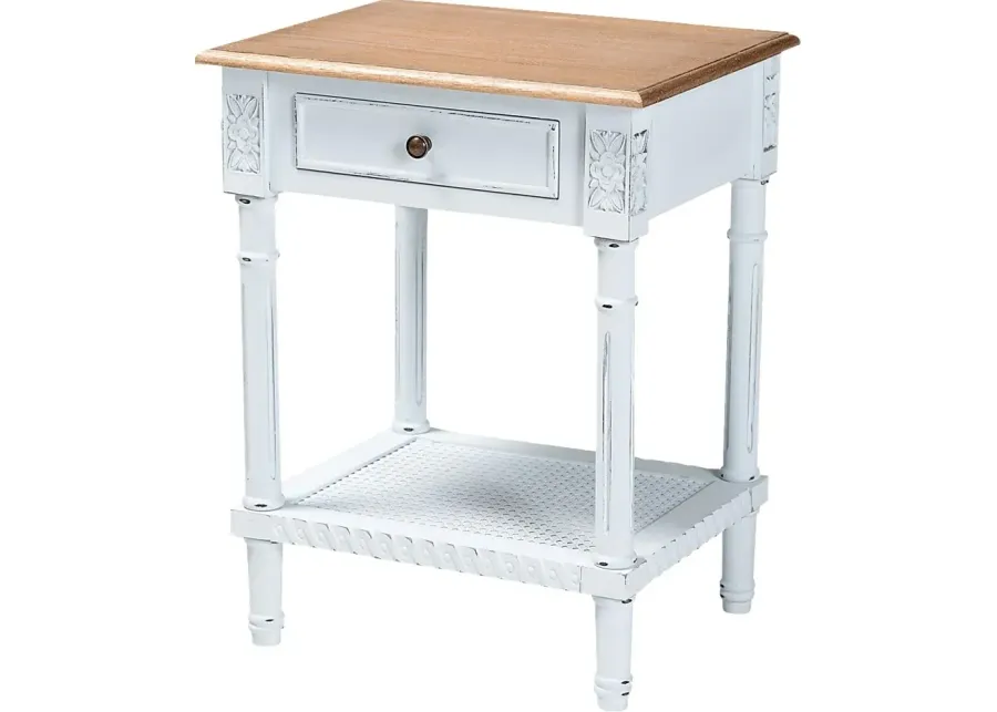 Caracaly White End Table-White