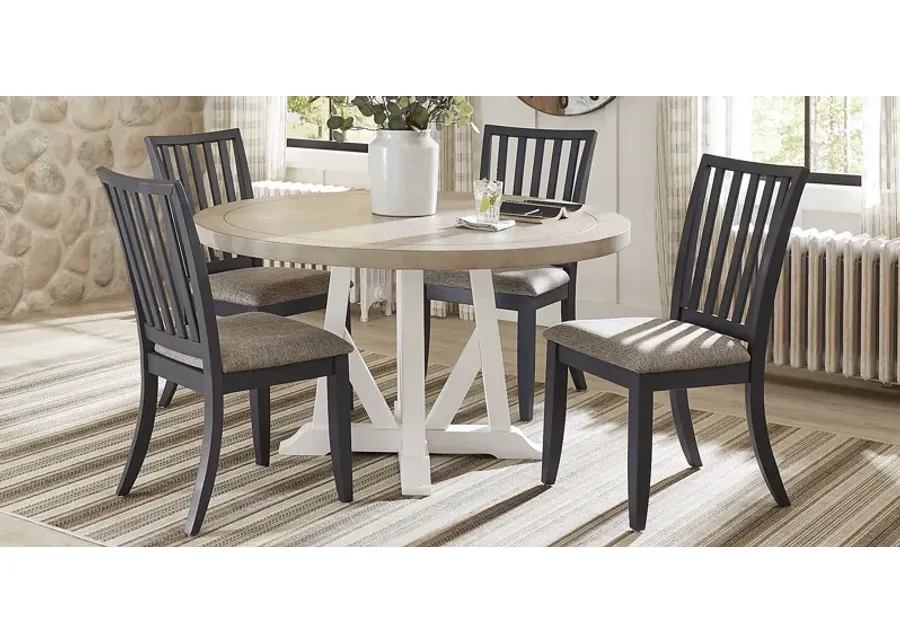 Hilton Head White 5 Pc Round Dining Room with Graphite Chairs