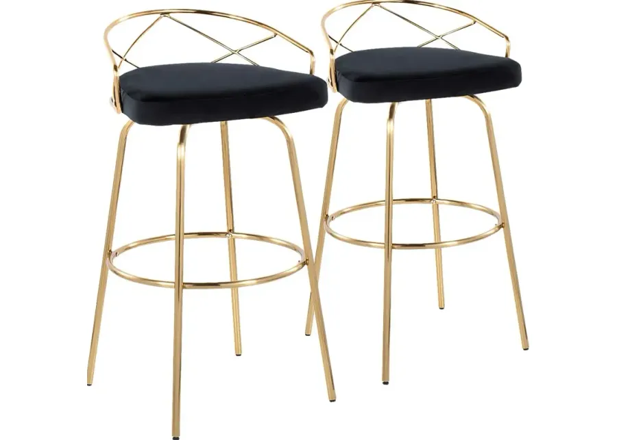Ravensburg I Black Swivel Barstool, Set of 2-Black