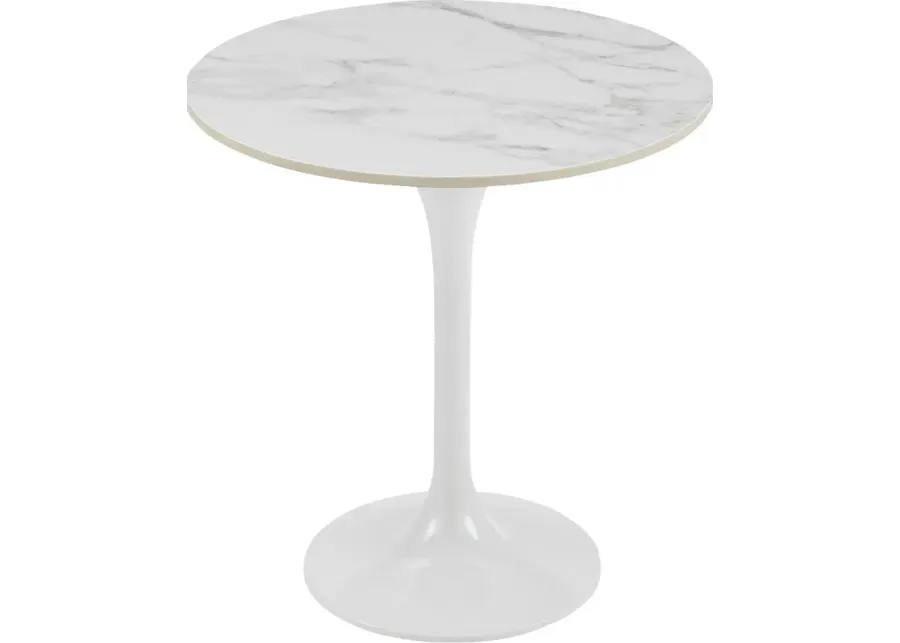 Bruine II White End Table-White