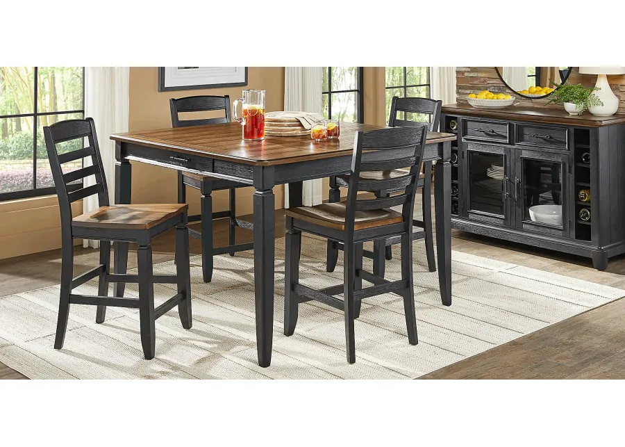 Country Lane Black 5 Pc Counter Height Dining Room with Ladder Back Stools
