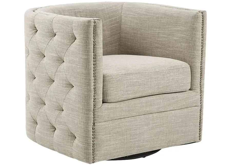 Wittmer Cream Accent Swivel Chair-Cream