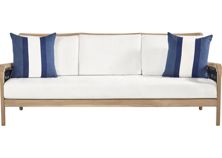 Riva Blonde Outdoor Sofa with White Cushions-80.75