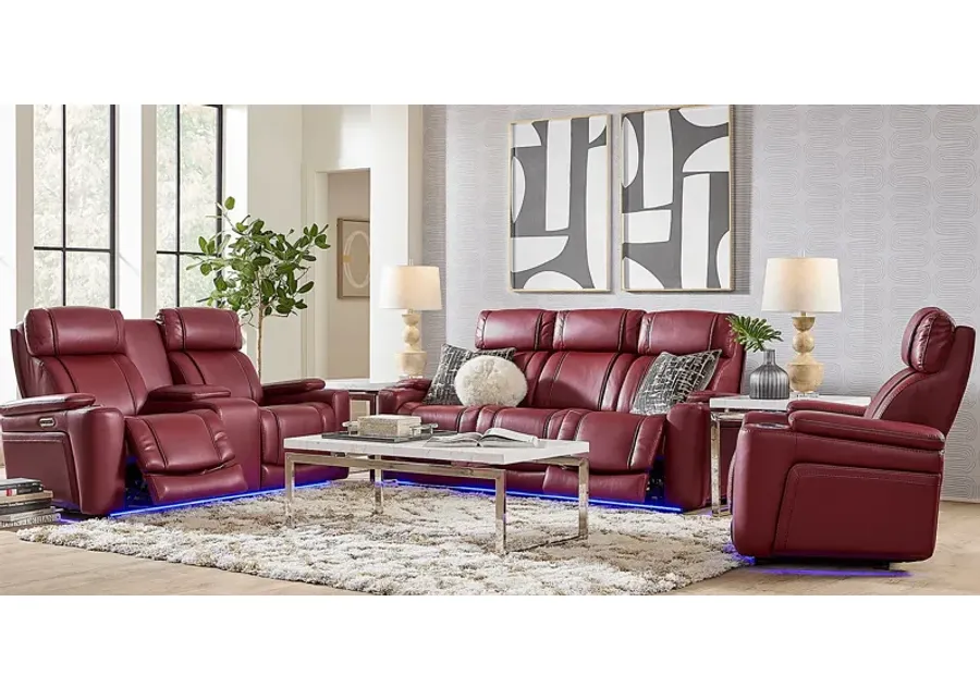 Haven Point Red 3 Pc Dual Power Reclining Living Room