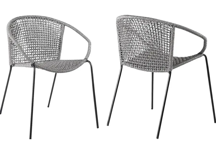 Terela Gray Outdoor Arm Chair, Set of 2-Gray
