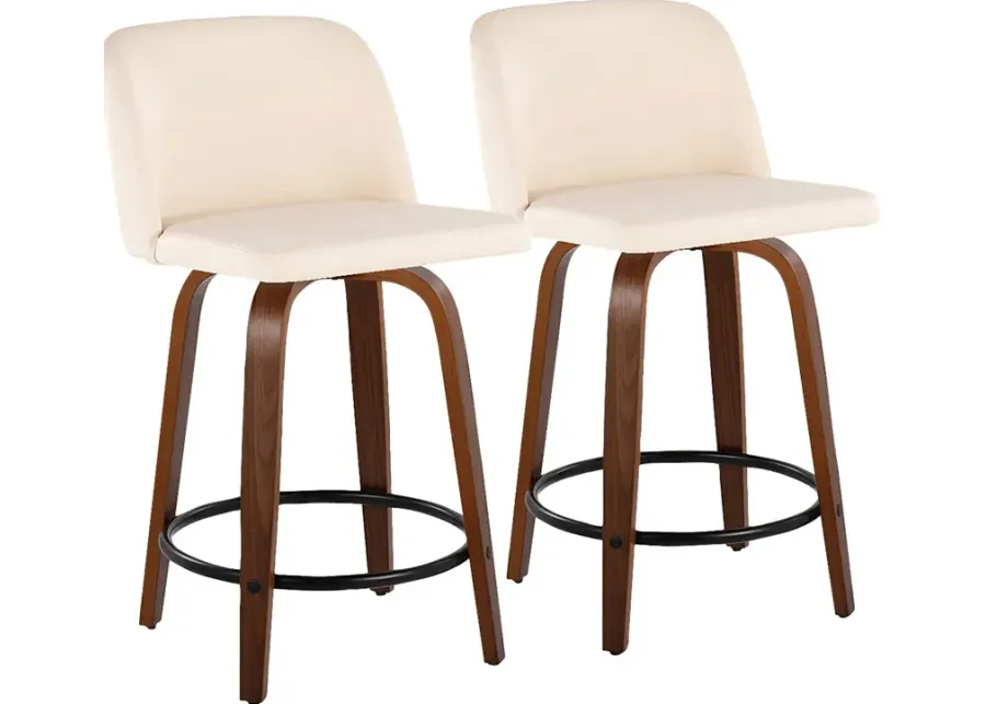 Wymering VII Cream Swivel Counter Height Stool, Set of 2-Cream