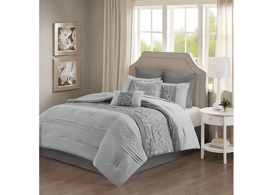 Hafnor Gray 8 Pc Queen Comforter Set-Gray