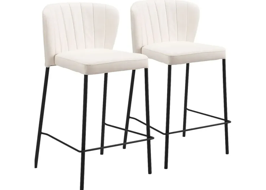 Ivie White Counter Height Stool, Set of 2-White