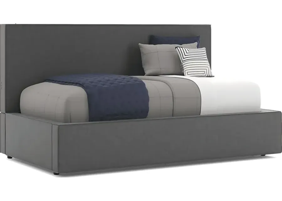 Kids Whitman Gray Twin Upholstered Lounge Bed-87.2