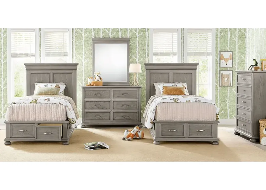 Kids Woodland Adventures Classic Gray Twin Storage Bedroom
