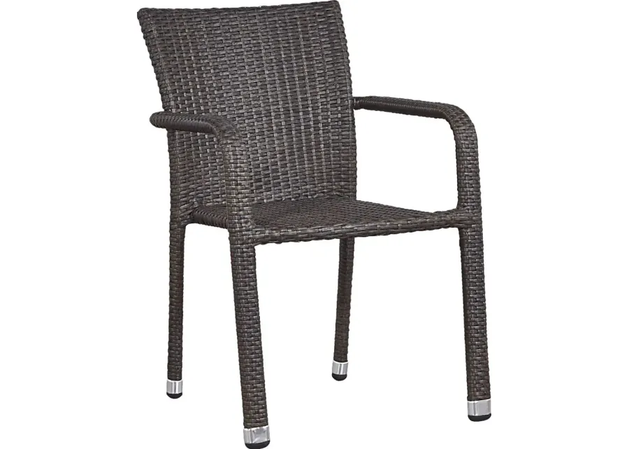 Bay Terrace Brown Wicker Square Back Outdoor Arm Chair-22.5
