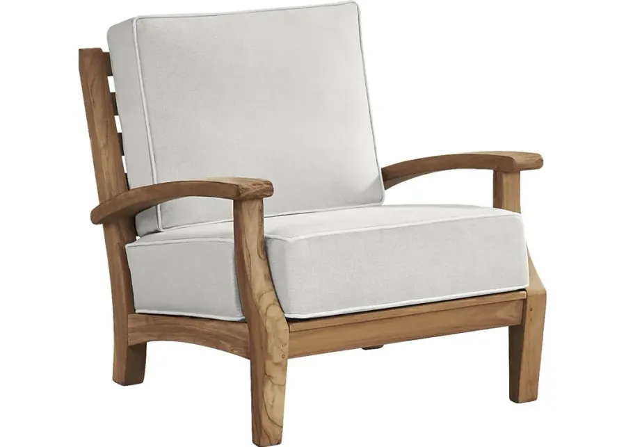 Pleasant Bay Teak Outdoor Chair with Dove Cushions-32.5