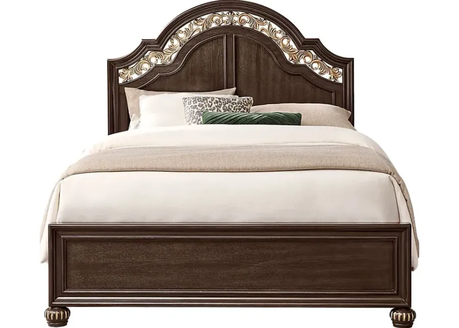 Augustine Brown 3 Pc Queen Arched Panel Bed-63