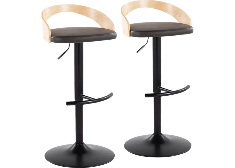 Zykan XVII Brown Adjustable Barstool, Set of 2-Brown
