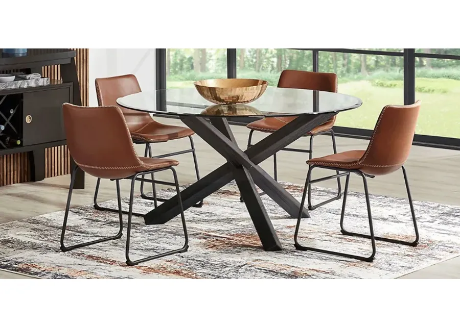 Hollybrooke Black 7 Pc Round Dining Room with Brown Chairs 1 17333-hollybrooke-black-7-pc-round-dining-room-with-brown-chairs-1.webp