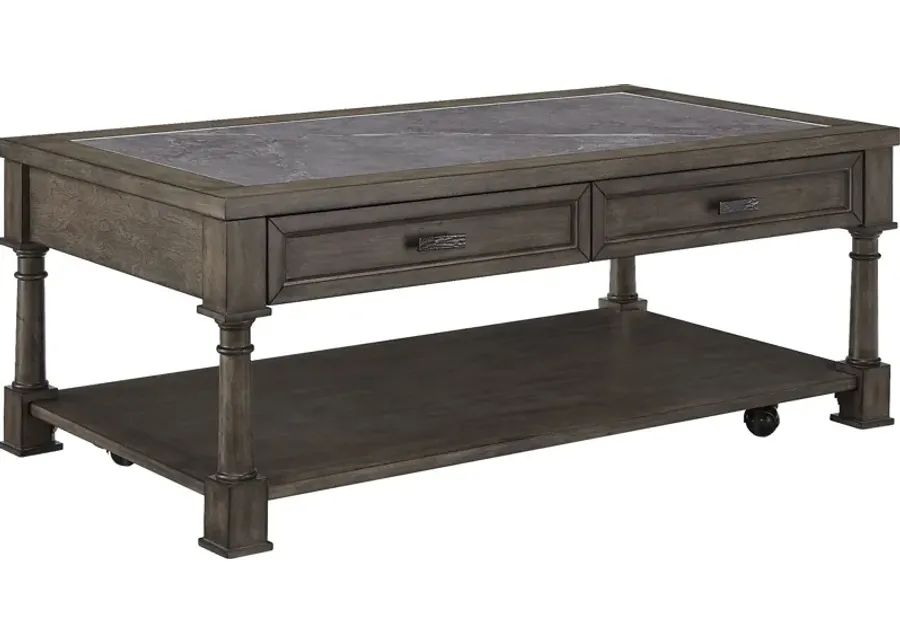 Eakins Brown Cocktail Table-Brown