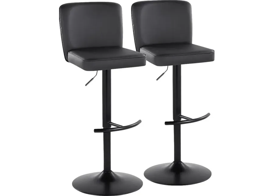 Marcei I Black Adjustable Swivel Barstool, Set of 2-Black