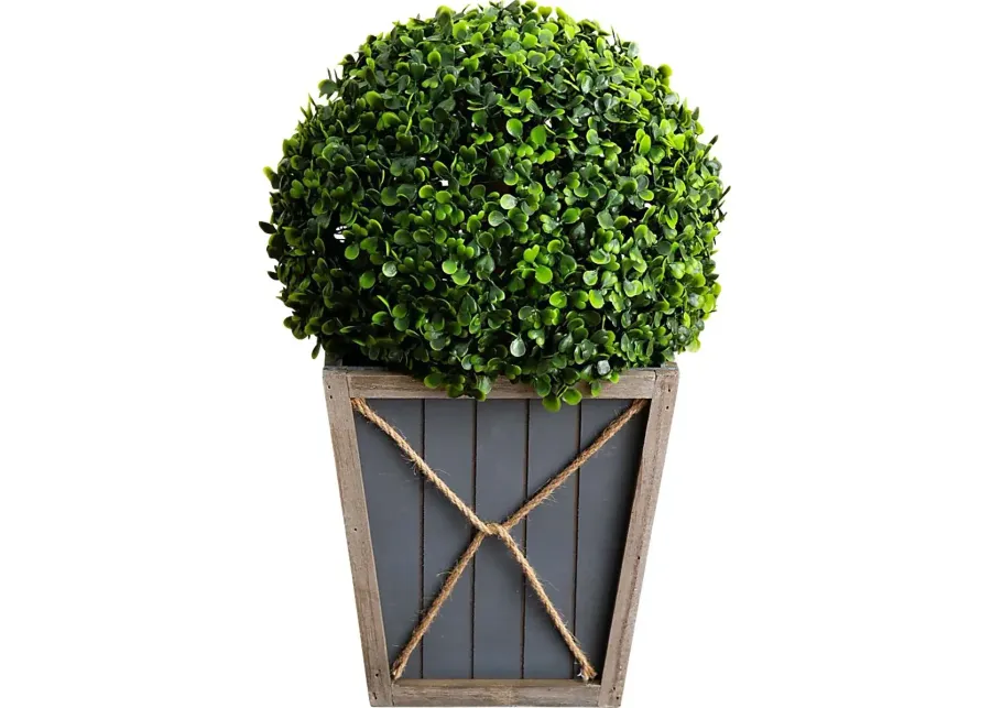 Appleberry I Green Artificial Boxwood Ball Topiary-Green
