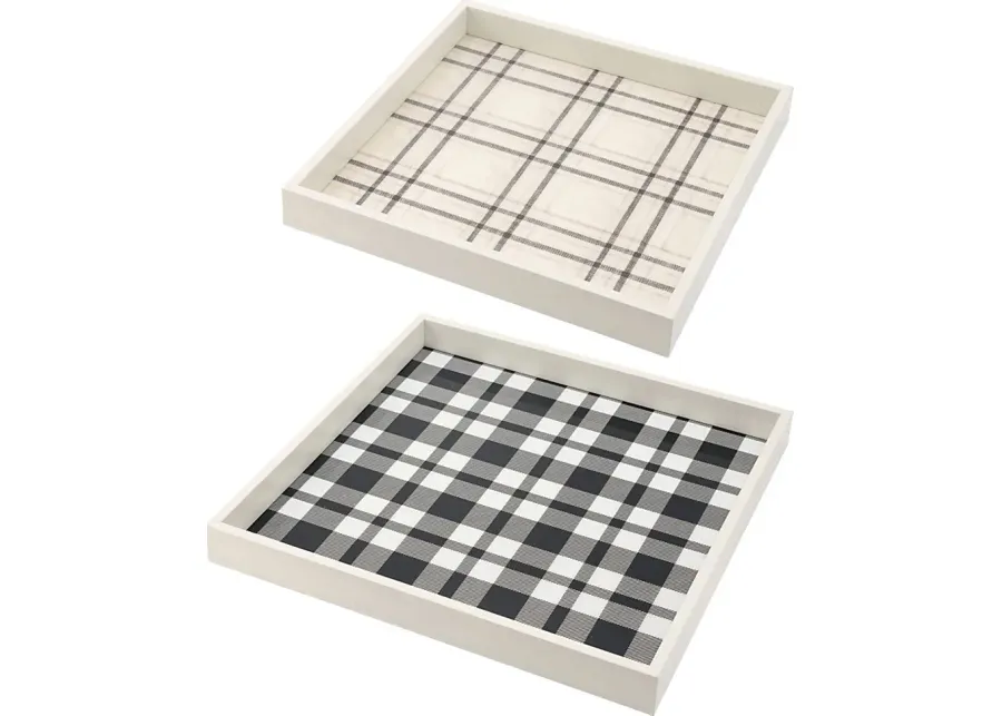 Herbforce White Tray, Set of 2-White, Multi