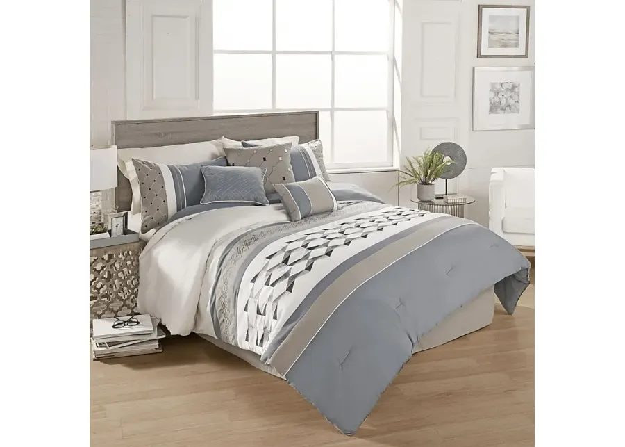 Charlyne Blue 7 Pc King Comforter Set-Blue