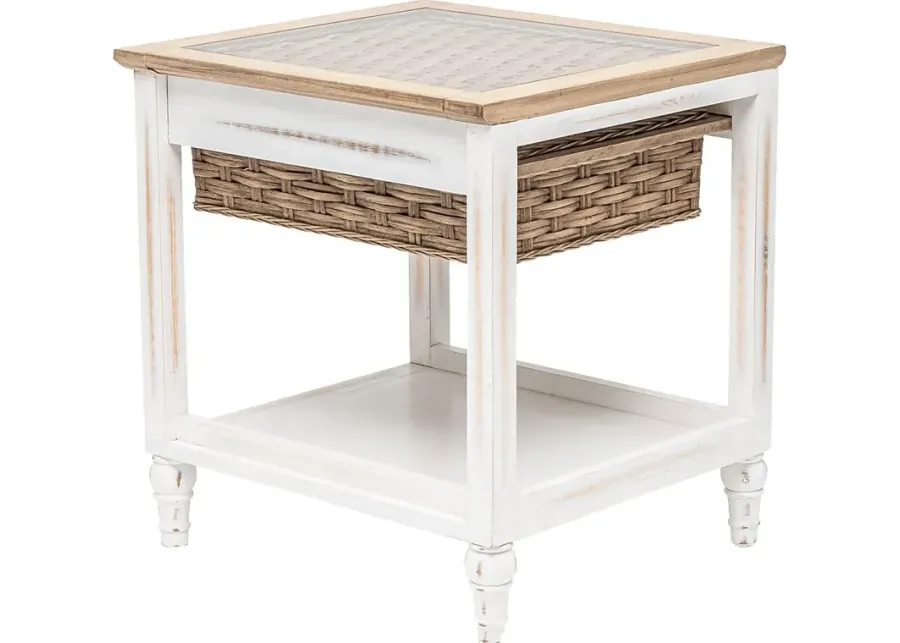 Melkre White End Table-White