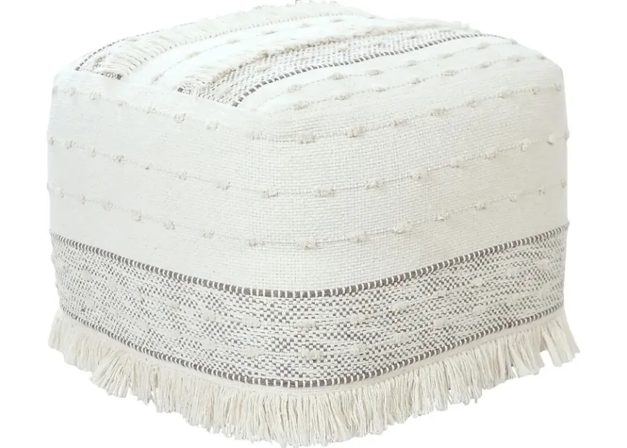Hewen Cream Pouf-Brown, Cream, Beige