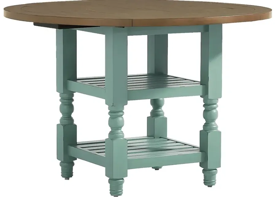 Spring Cottage Blue Round Drop Leaf Dining Table-46