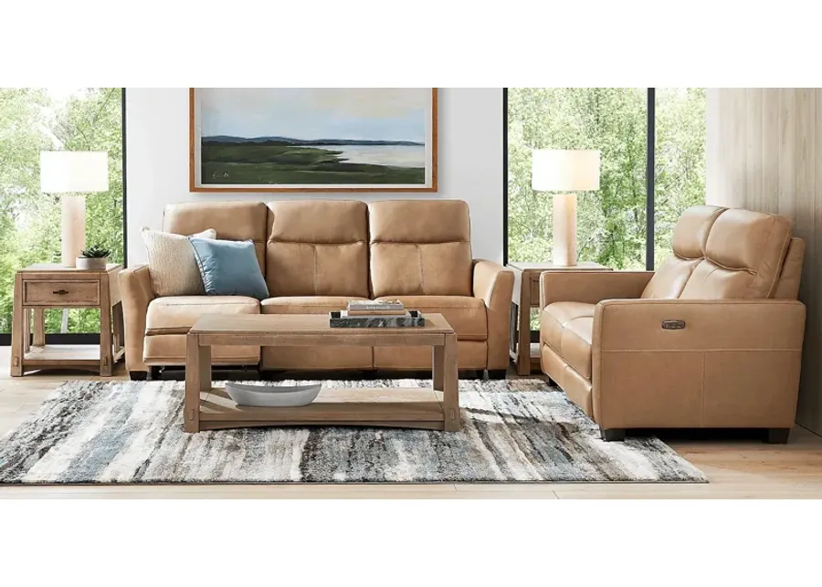 Maestro Sand Leather 7 Pc Dual Power Reclining Living Room