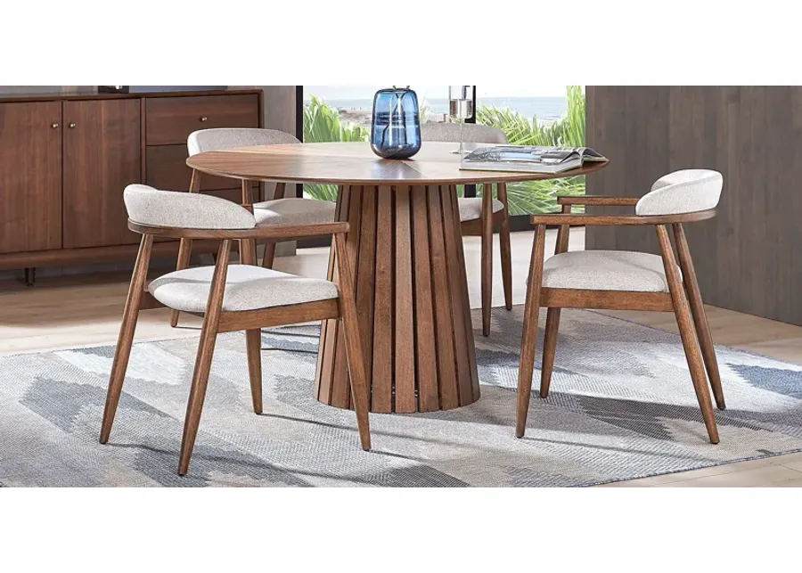 Madrid Walnut 5 Pc Round Dining Room