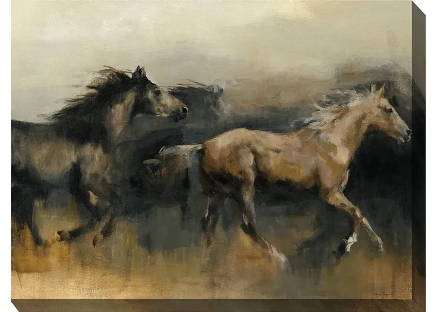 Wild Mustangs Brown Indoor/Outdoor Wall Art-Brown