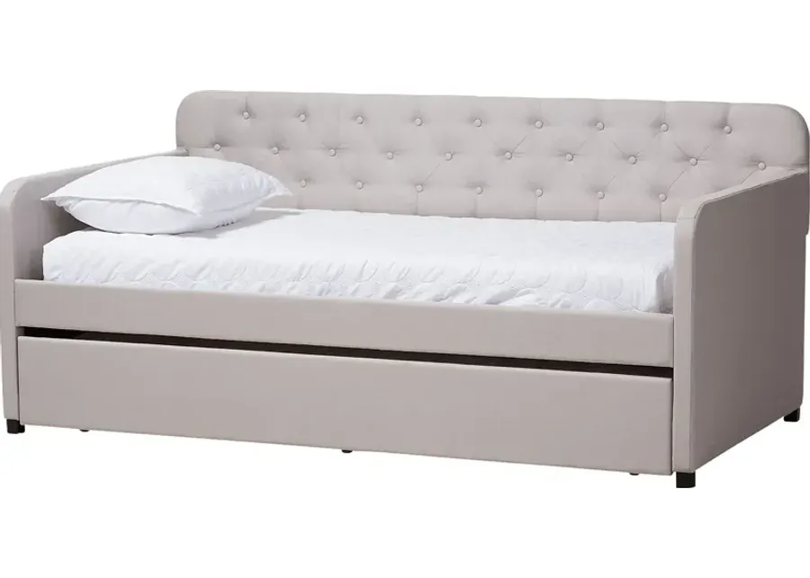 Milam Beige Twin Daybed With Trundle-Beige