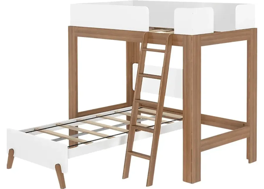 Kids Zuzana I Pecan White Twin/Twin Bunk Bed-White, Pecan